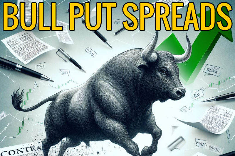 A bull running as papers scatter all around. A green stock price line/arrow shoots upward in the background.