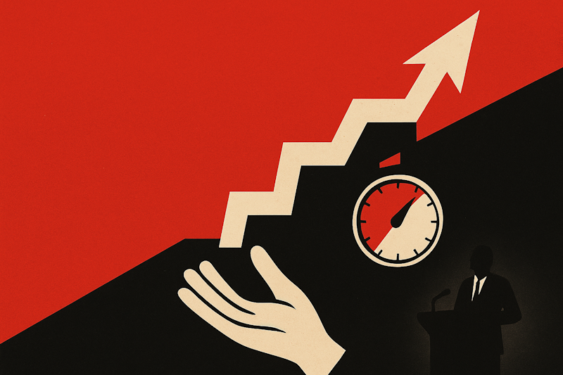 A minimalist illustration of a price chart making a new high, dipping into a first pullback, with a hand catching the dip—visualizing the ‘buy strong stocks on the first pullback’ idea